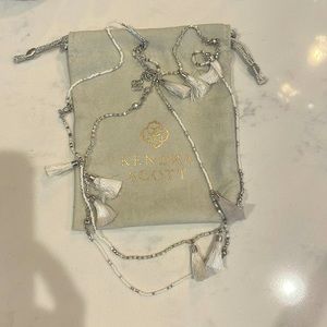 Kendra Scott Augusta White & Silver Bead Tassel Necklace